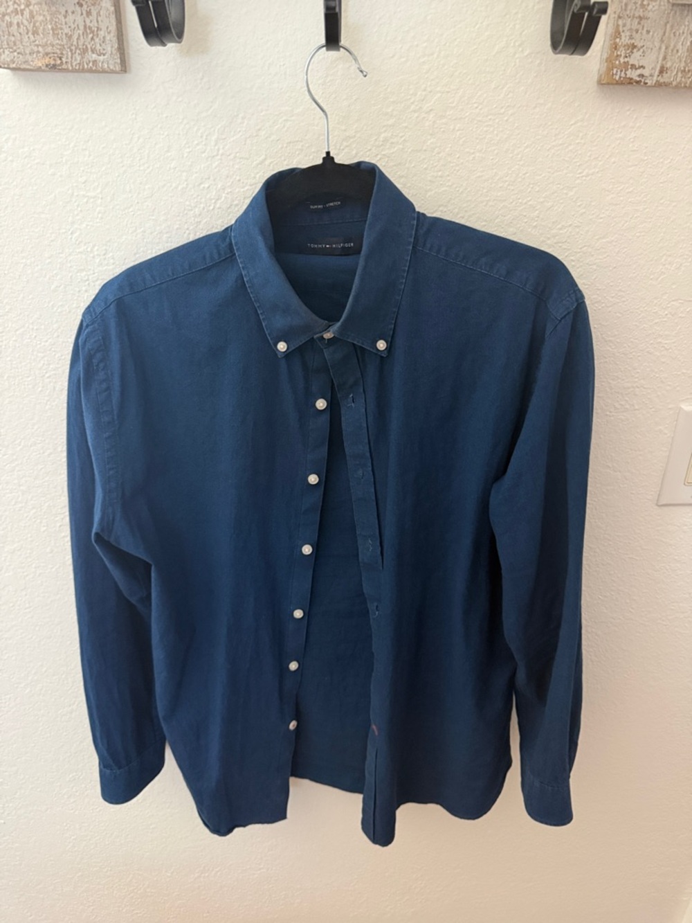Tommy Hilfiger Dark Blue Long-Sleeve Button-Down Shirt